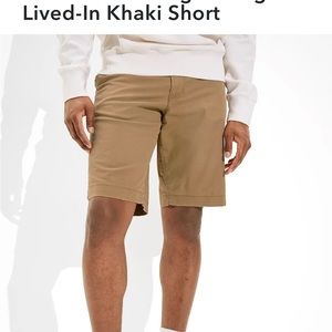 American eagle longer length extreme flex khaki shorts